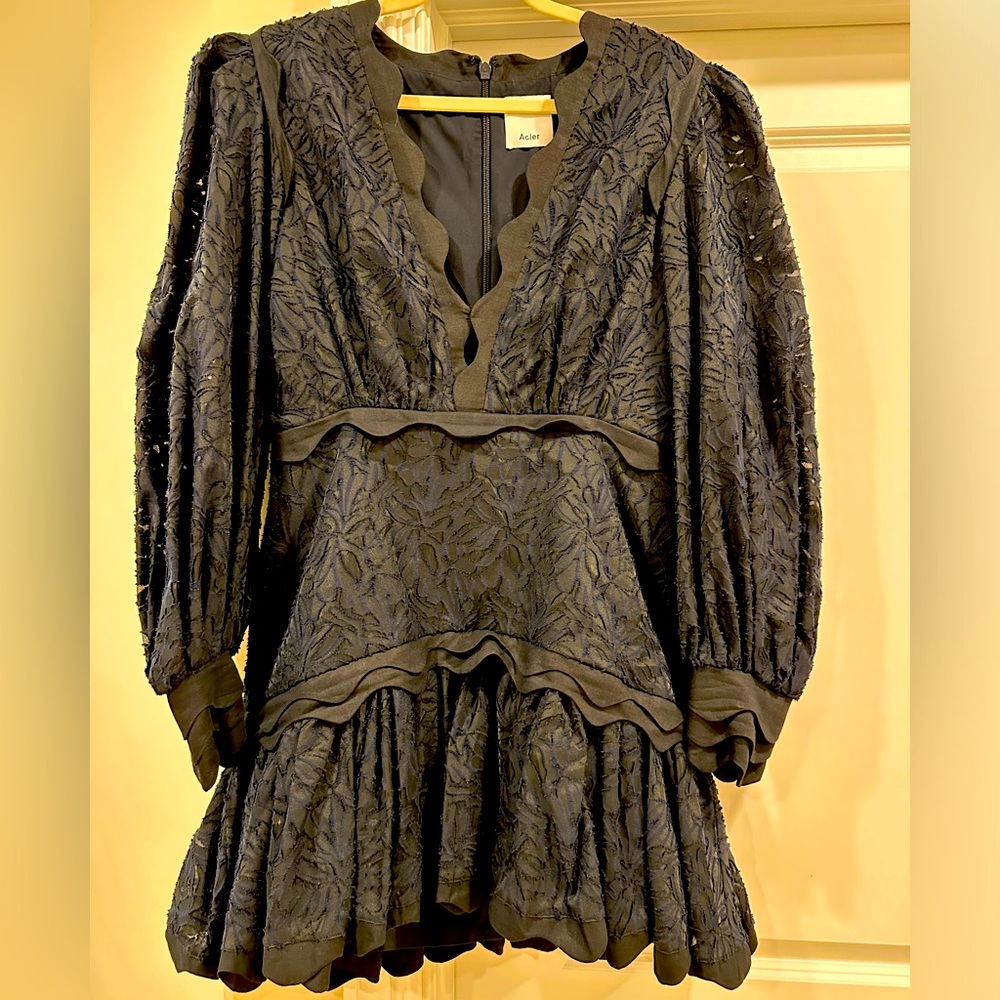 Navy Acler Puff sleeves Dress